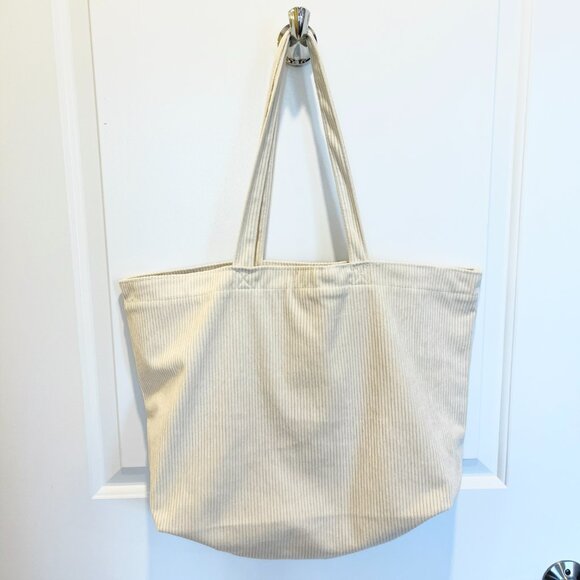 New Sezane Cream Corduroy Tote Bag - Picture 2 of 4